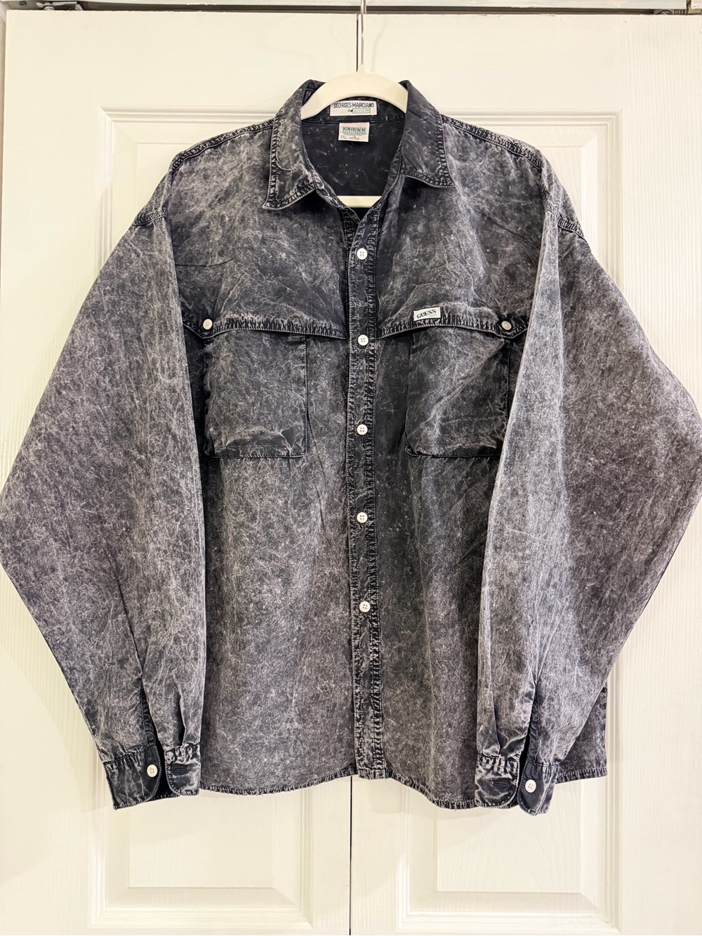 Vintage GEORGES MARCIANS Guess  Washed Black Button-Up Shirt